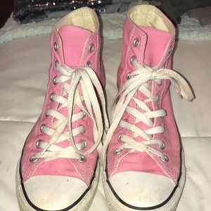 Pink high tops converse shoes